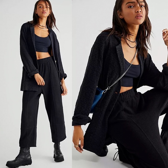 Free People Beach Textured Blazer Black - Picture 8 of 8